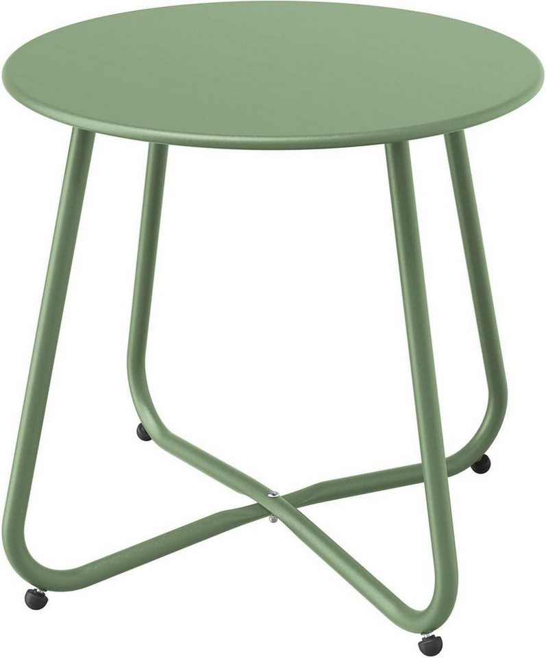 LuxusKollektion Beistelltisch Beistelltisch Kaffeetisch Rund Garten Outdoor Leicht Stabil Salbeigrün von LuxusKollektion