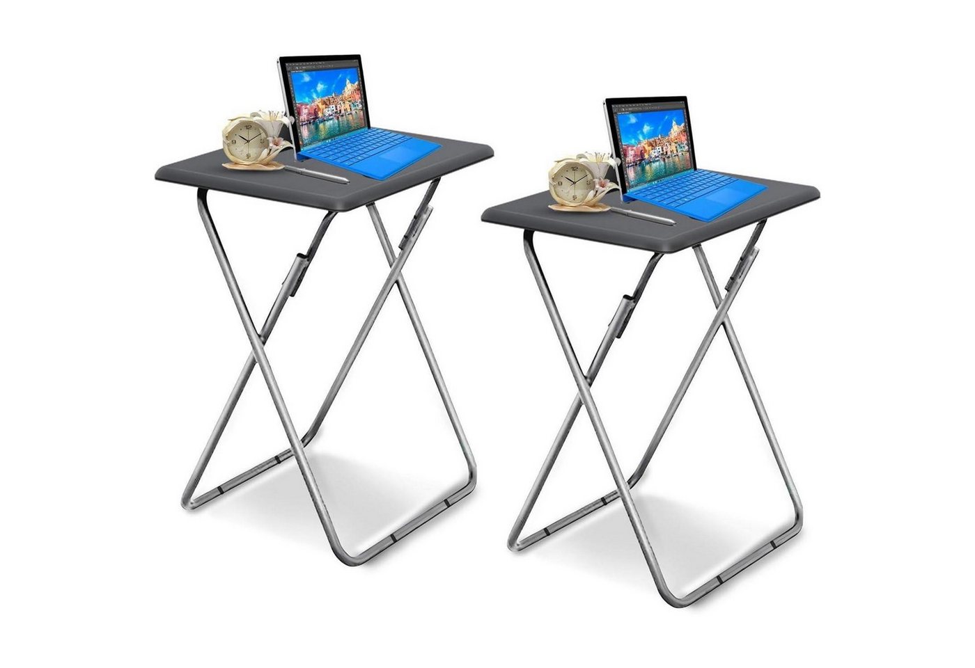 LuxusKollektion Beistelltisch Beistelltisch Klappbar Balkontisch Klapptisch Rechteckig 2pcs Grau LuxusKollektion Beistelltisch Beistelltisch Klappbar Balkontisch Klapptisch Rechteckig 2pcs Grau von LuxusKollektion