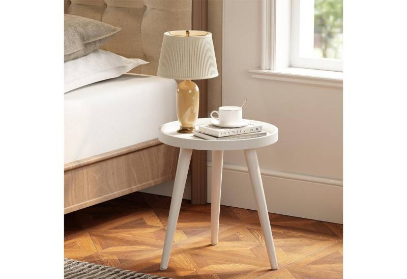 LuxusKollektion Beistelltisch Beistelltisch Rund Weiß Skandinavischer Stil 38x45cm Massivholz von LuxusKollektion