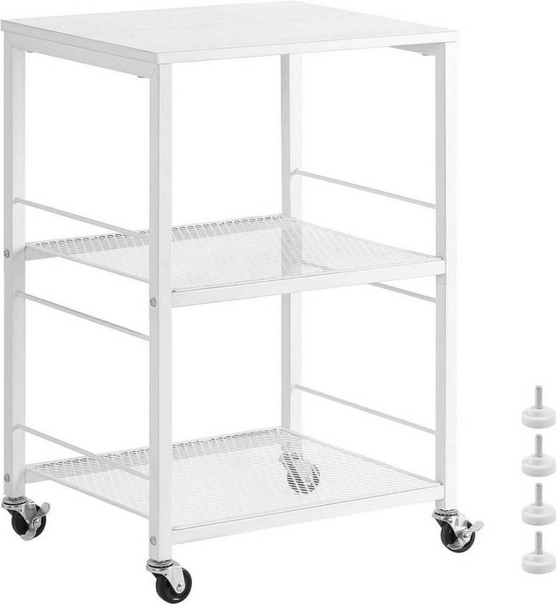 LuxusKollektion Beistelltisch Beistelltisch Weiß 3-Stöckig mit Rollen 40x30x57cm von LuxusKollektion