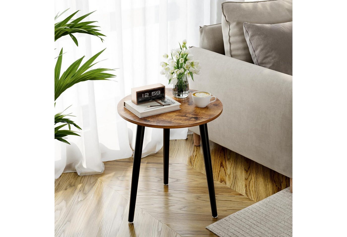LuxusKollektion Beistelltisch Beistelltisch Rund Holz Klein für Wohnzimmer Schlafzimmer Balkon von LuxusKollektion