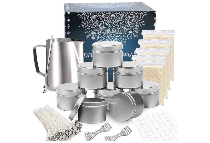 LuxusKollektion Bienenwachskerze DIY Candle Making Kit Bienenwachs Zubehör Set Muttertag Silber Blau von LuxusKollektion