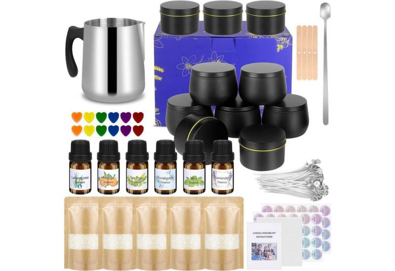 LuxusKollektion Bienenwachskerze Kerzen DIY Bienenwachs Duftöl Farbblöcke Kerzendosen Dochte Black von LuxusKollektion