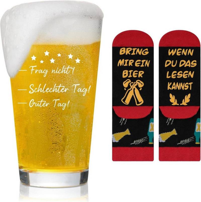 LuxusKollektion Bierglas Lustige Biergläser Set mit Socken, Bierglas von LuxusKollektion