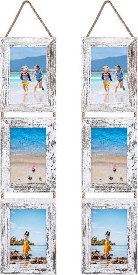 LuxusKollektion Bilderrahmen Collage 10x15 Collage Bilderrahmen Set 6 vertikale Rahmen von LuxusKollektion