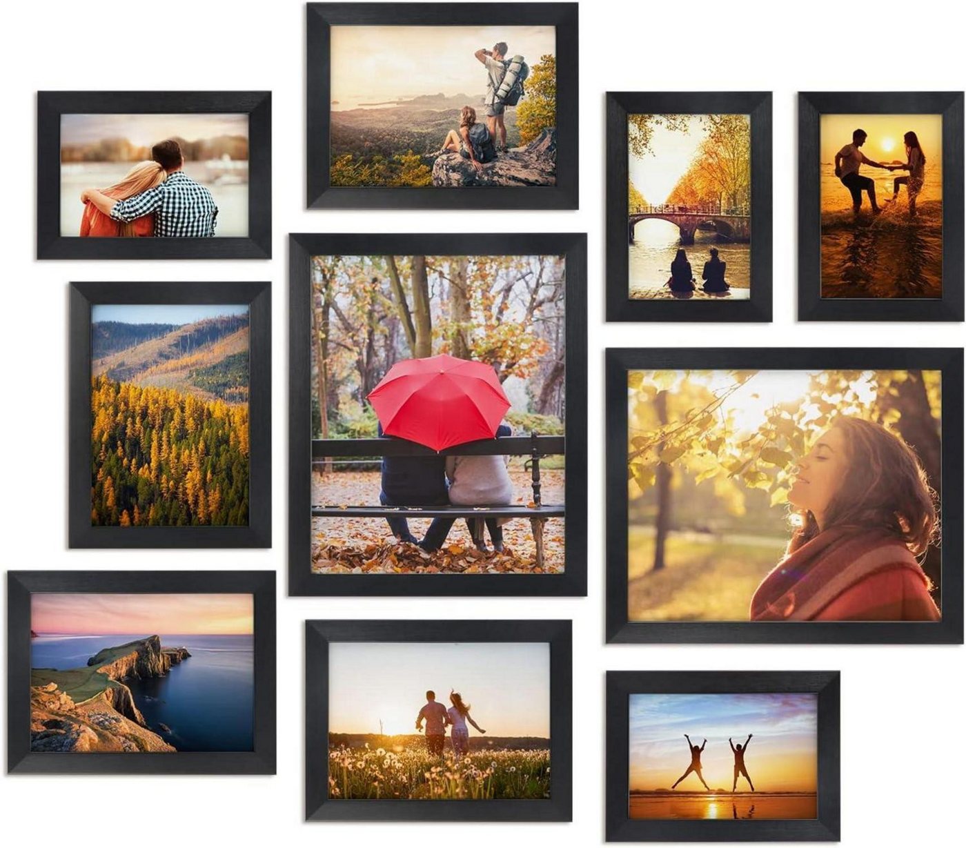 LuxusKollektion Bilderrahmen-Set 10er Bilderrahmen Set Schwarz - Verschiedene Größen Wand oder Tisch LuxusKollektion Bilderrahmen-Set 10er Bilderrahmen Set Schwarz - Verschiedene Größen Wand oder Tisch von LuxusKollektion