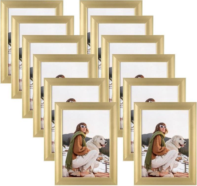 LuxusKollektion Bilderrahmen-Set 12er Set Bilderrahmen 13x18cm Gold Kunststoffrahmen Collage von LuxusKollektion