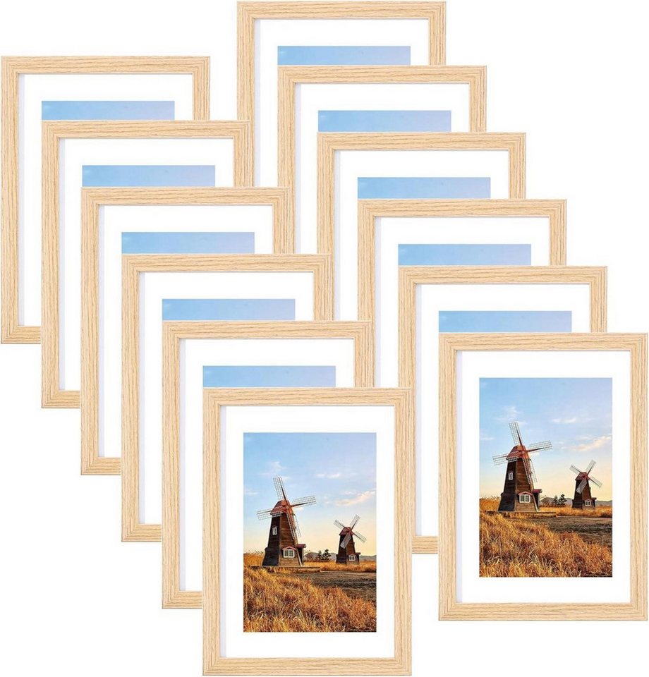 LuxusKollektion Bilderrahmen-Set Bilderrahmen 10x15 cm 12er Set Fotorahmen Posterrahmen Holzrahmen LuxusKollektion Bilderrahmen-Set Bilderrahmen 10x15 cm 12er Set Fotorahmen Posterrahmen Holzrahmen von LuxusKollektion