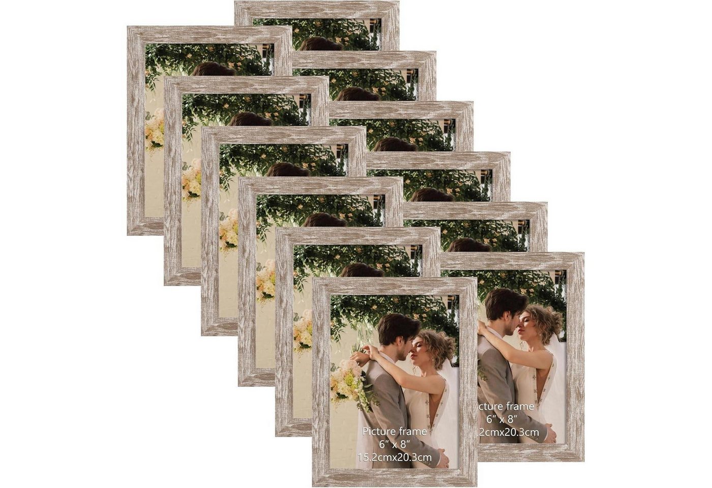LuxusKollektion Bilderrahmen-Set Bilderrahmen 12er Set 15x20 cm Kunststoff Collage 15x20cm Natur von LuxusKollektion