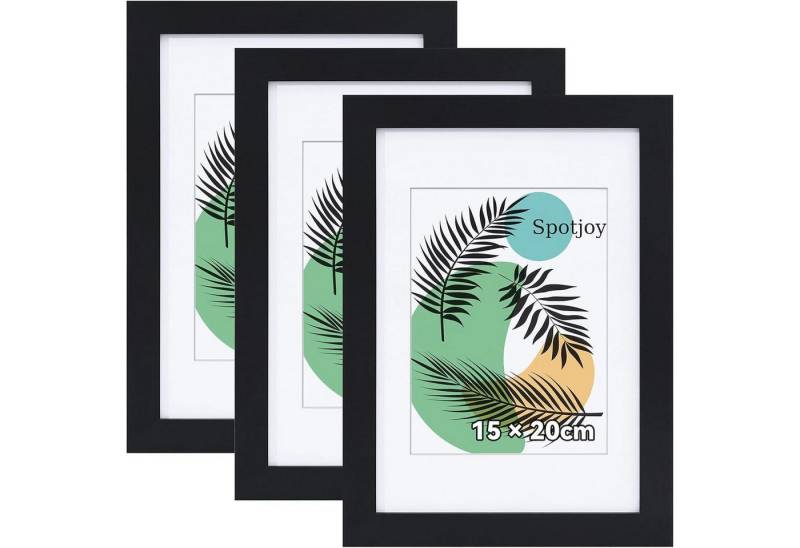 LuxusKollektion Bilderrahmen-Set Bilderrahmen 15x20 cm 3er Set Schwarz Holz mit Acrylglas von LuxusKollektion