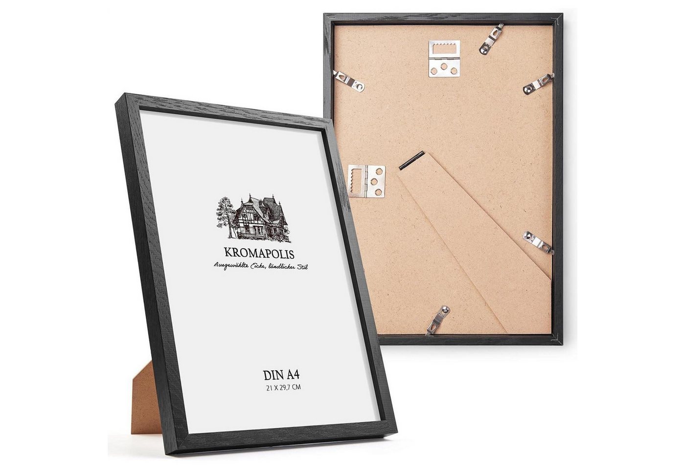 LuxusKollektion Bilderrahmen-Set Bilderrahmen 2er DIN A4 Holz natur Eiche Schwarz A4(21x29,7cm) 2PC von LuxusKollektion