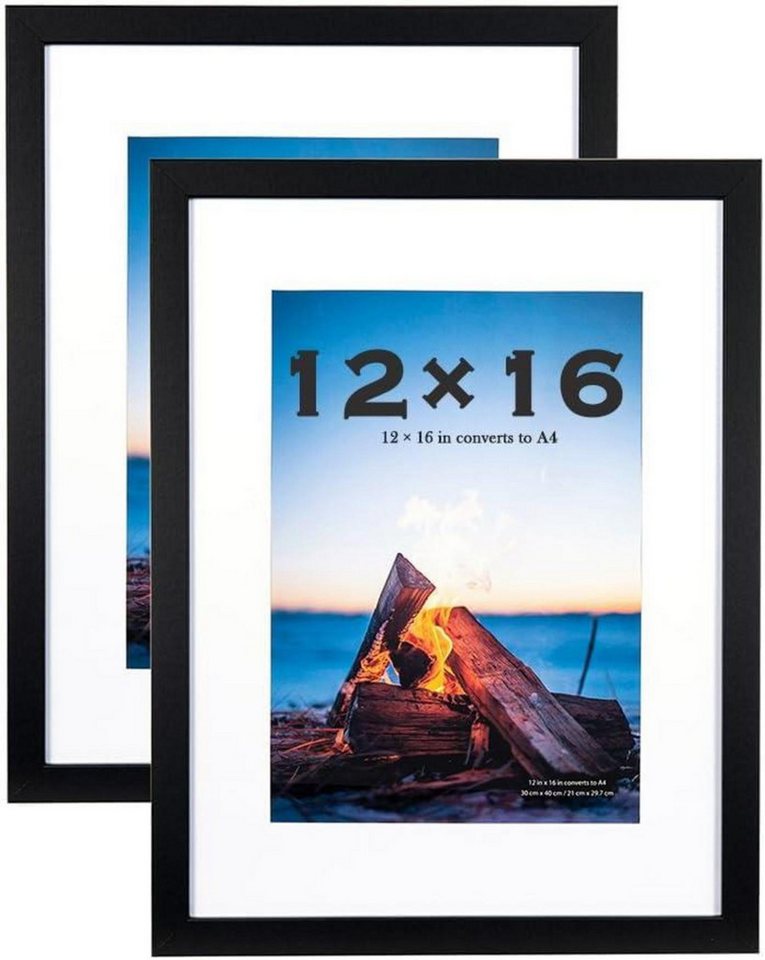 LuxusKollektion Bilderrahmen-Set Bilderrahmen 30x40 Schwarz MDF Holz Acrylglas Zertifikat 2er Set von LuxusKollektion