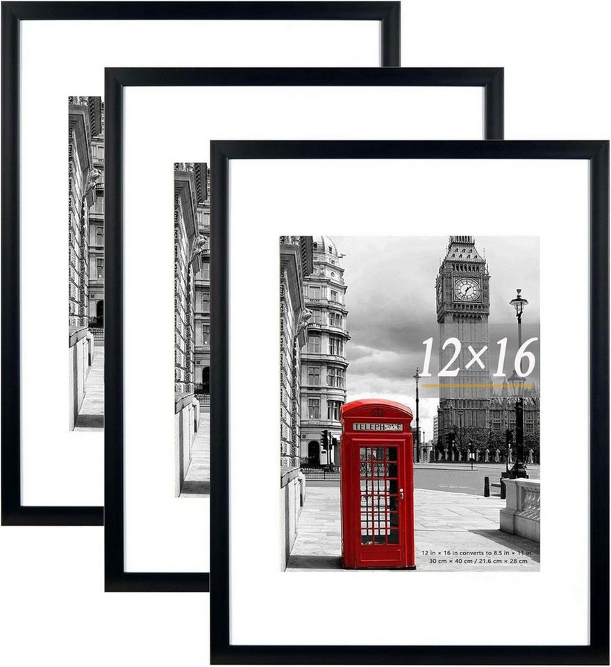LuxusKollektion Bilderrahmen-Set Bilderrahmen 30x40 cm Passepartout Schwarz 3er Set Wandmontage LuxusKollektion Bilderrahmen-Set Bilderrahmen 30x40 cm Passepartout Schwarz 3er Set Wandmontage von LuxusKollektion