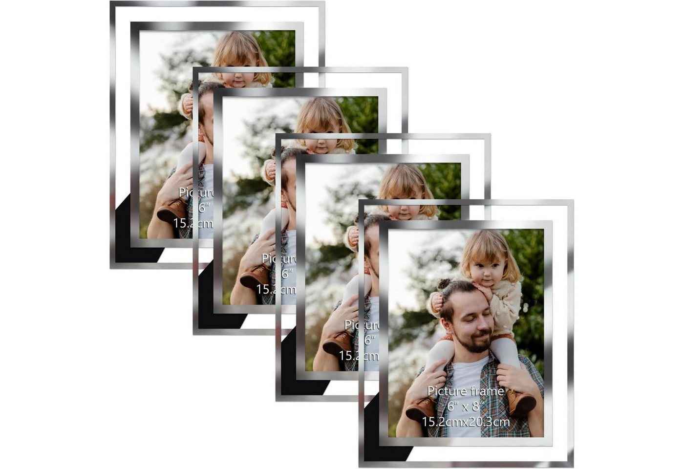 LuxusKollektion Bilderrahmen-Set Bilderrahmen 4er Set 15x20 Glas Silber 15x20cm 4 St. Transparent von LuxusKollektion