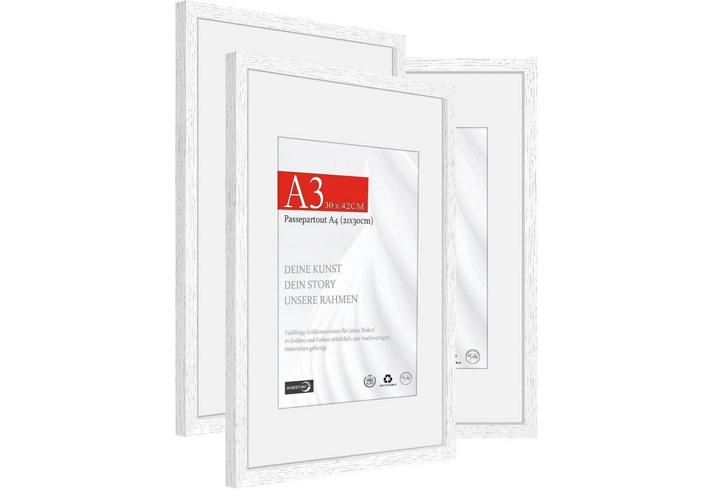 LuxusKollektion Bilderrahmen-Set Bilderrahmen A3 29,7x42cm 3x Holz Holz Weiß A3(29,7x42cm) 3x von LuxusKollektion