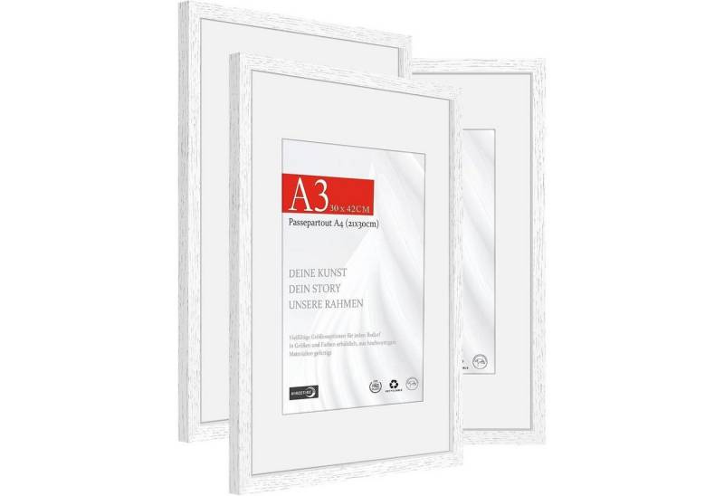LuxusKollektion Bilderrahmen-Set Bilderrahmen A3 29,7x42cm 3x Holz Holz Weiß A3(29,7x42cm) 3x von LuxusKollektion