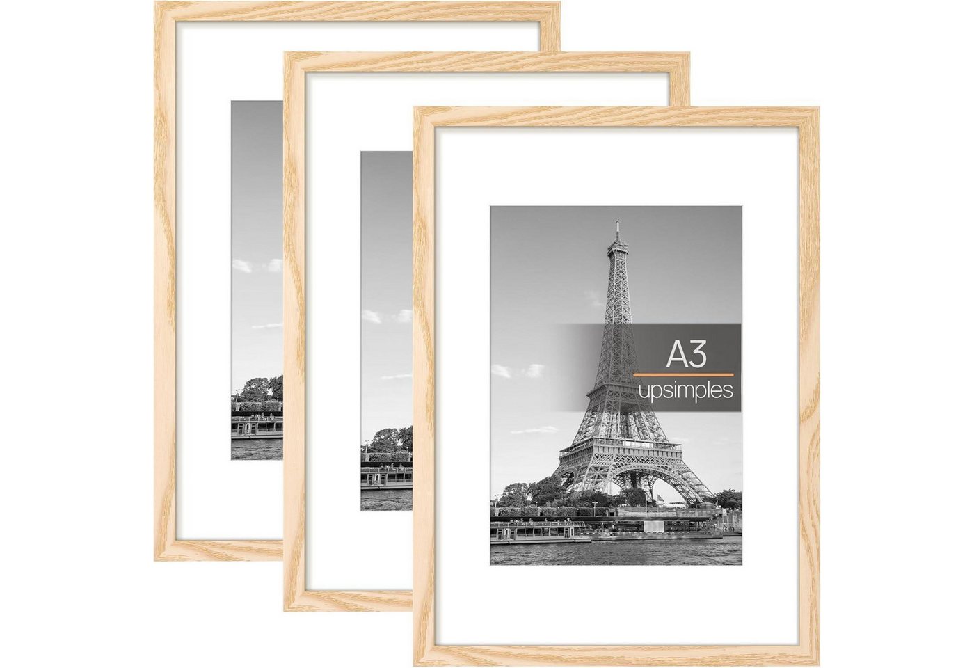 LuxusKollektion Bilderrahmen-Set Bilderrahmen A3 3er Pack Natur 29.7x42cm(A3) Natur von LuxusKollektion