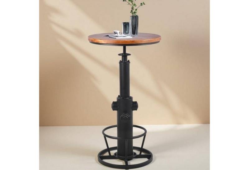 LuxusKollektion Bistrotisch Bistrotisch Höhenverstellbar Holzplatte Drehbar Vintage Schwarz von LuxusKollektion