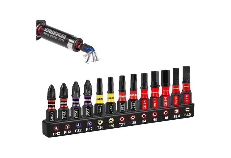 LuxusKollektion Bit-Set Schrauberbitset PH2 PZ2 T20 Torx Kreuzschlitz 25mm MIX 13tlg-25mm-Mix von LuxusKollektion