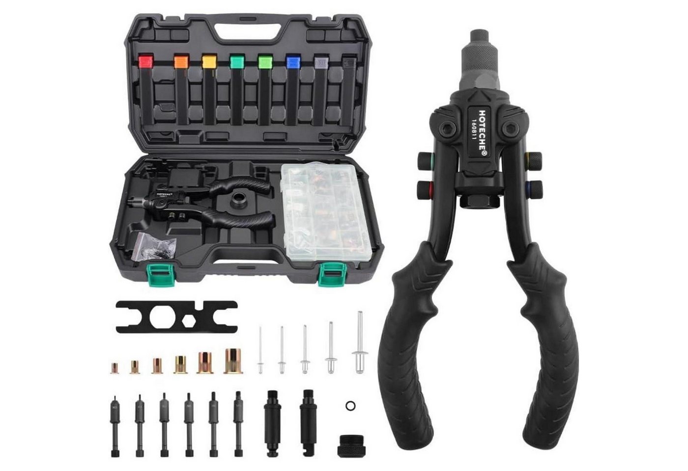 LuxusKollektion Blindnietzange Nietmutternzange Set für M3-M10 Niete 2,4-6,4mm mit 10tlg Zubehör LuxusKollektion Blindnietzange Nietmutternzange Set für M3-M10 Niete 2,4-6,4mm mit 10tlg Zubehör von LuxusKollektion