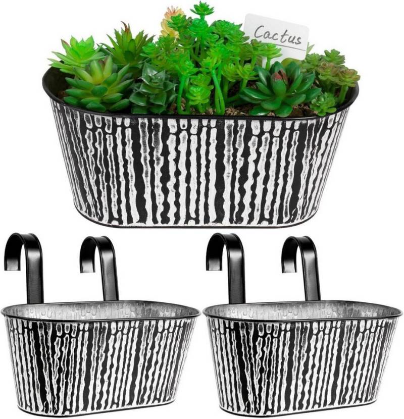 BOFUNX Blumentopf 2er Set Vintage Hängetöpfe Schwarz Gestreift 27×14×22cm von BOFUNX