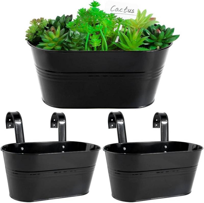 LuxusKollektion Blumentopf 2er Set Vintage Hängetöpfe Schwarz für Balkon Garten Zaun von LuxusKollektion