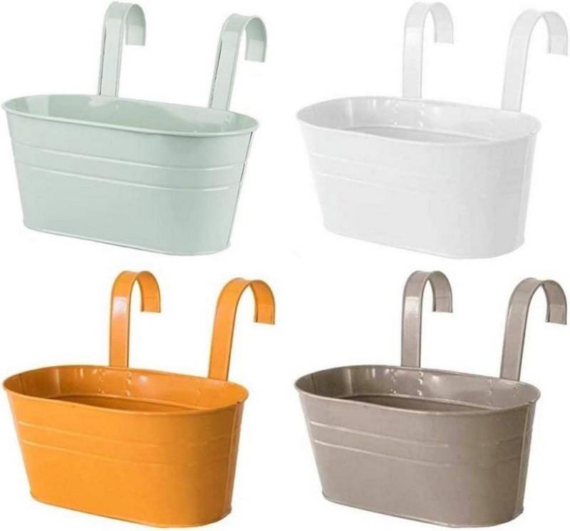 KAHEIGN Blumentopf 4Pcs Metall Hängende Blumentöpfe 27,5cm Pflanzentopf Balkon Garten von KAHEIGN