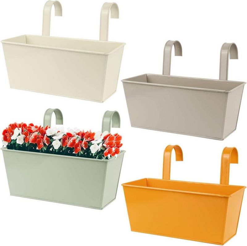 LuxusKollektion Blumentopf 4er Set Hängende Blumentöpfe Balkon Garten Metall Pflanzentöpfe 26cm von LuxusKollektion