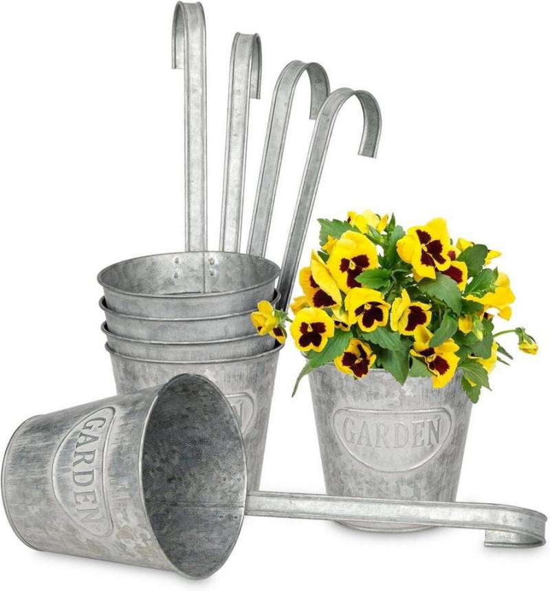 LuxusKollektion Blumentopf 6er Set Hängende Blumentöpfe aus verzinktem Stahl für moderne von LuxusKollektion