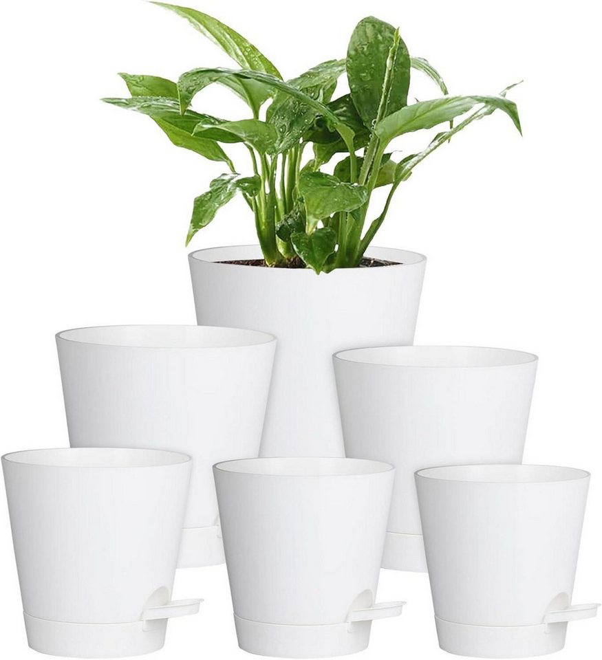 Homeuouz Blumentopf 6er Set Selbstbewässernde Blumentöpfe Weiß für Innen und Balkon von Homeuouz