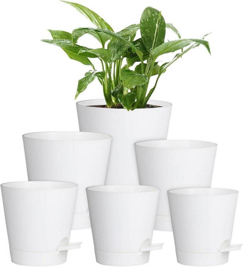 Homeuouz Blumentopf 6er Set Selbstbewässernde Blumentöpfe Weiß für Innen und Balkon von Homeuouz