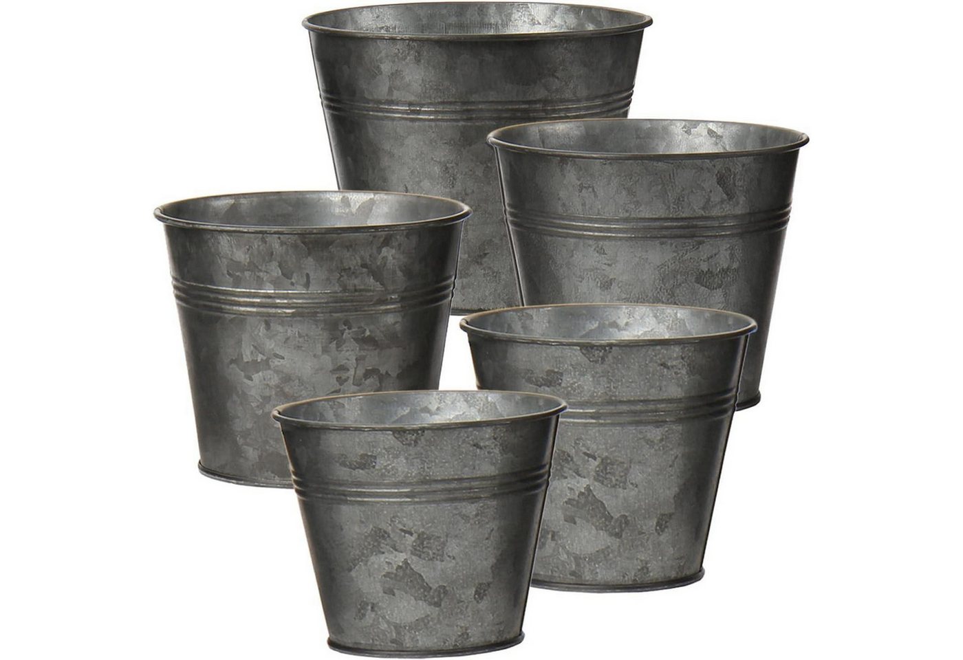 LuxusKollektion Blumentopf Blumentöpfe 5er Set verzinkt Stahl drinnen draußen Grau 1 von LuxusKollektion