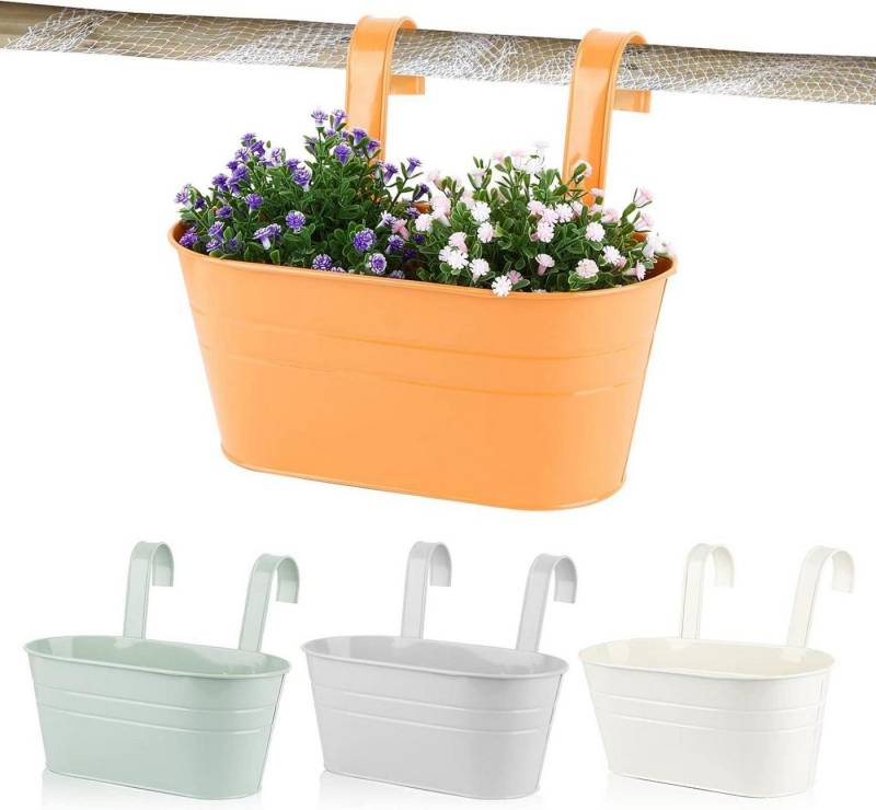 LuxusKollektion Blumentopf Blumentopf Hängend Bunte 4er Set Abnehmbaren Haken Balkon Garten von LuxusKollektion