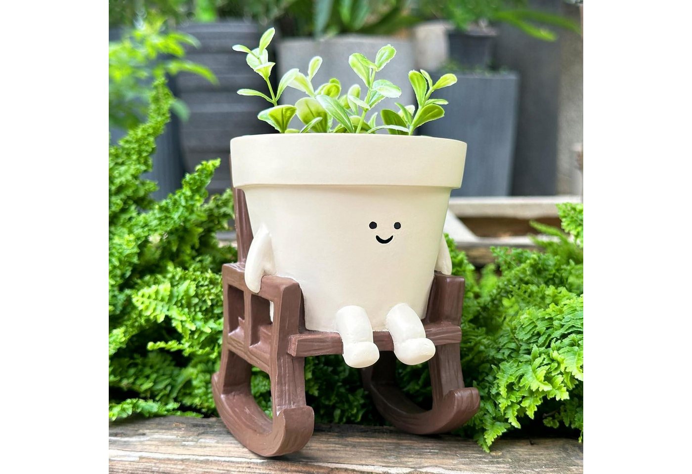 LuxusKollektion Blumentopf Blumentopf Smiley Gesicht Kunstharz Sukkulententopf Schaukelstuhl LuxusKollektion Blumentopf Blumentopf Smiley Gesicht Kunstharz Sukkulententopf Schaukelstuhl von LuxusKollektion
