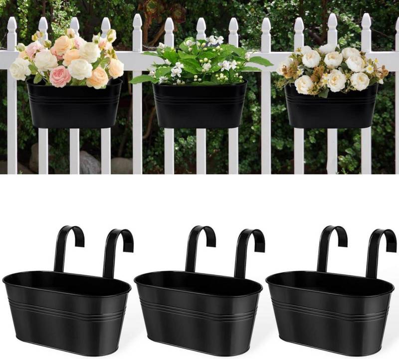 LuxusKollektion Blumentopf Hängende Blumentöpfe für Innen- und Außenbereich - 3er Set Schwarze von LuxusKollektion
