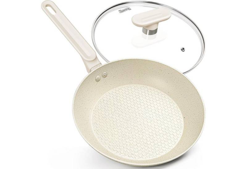 LuxusKollektion Bratpfanne Bratpfanne Induktion Deckel Steinpfanne Bratpfanne 30 cm Weiß von LuxusKollektion