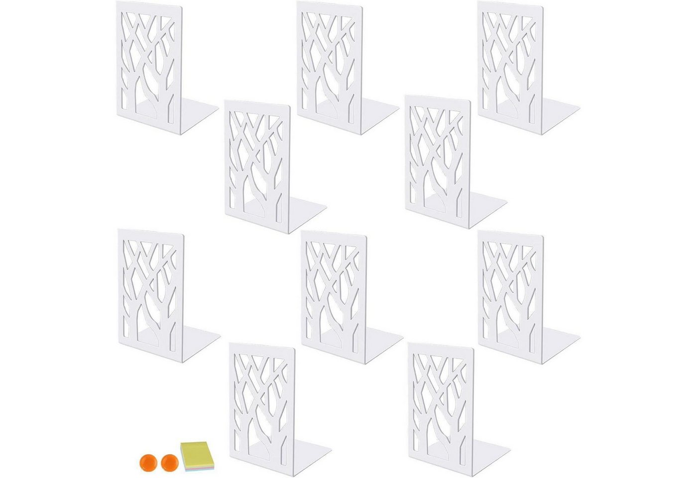LuxusKollektion Buchstütze Buchstütze Metall weiß 5 Paar Regal Büro 12x9x16cm 10 Stück Weiß Baum von LuxusKollektion