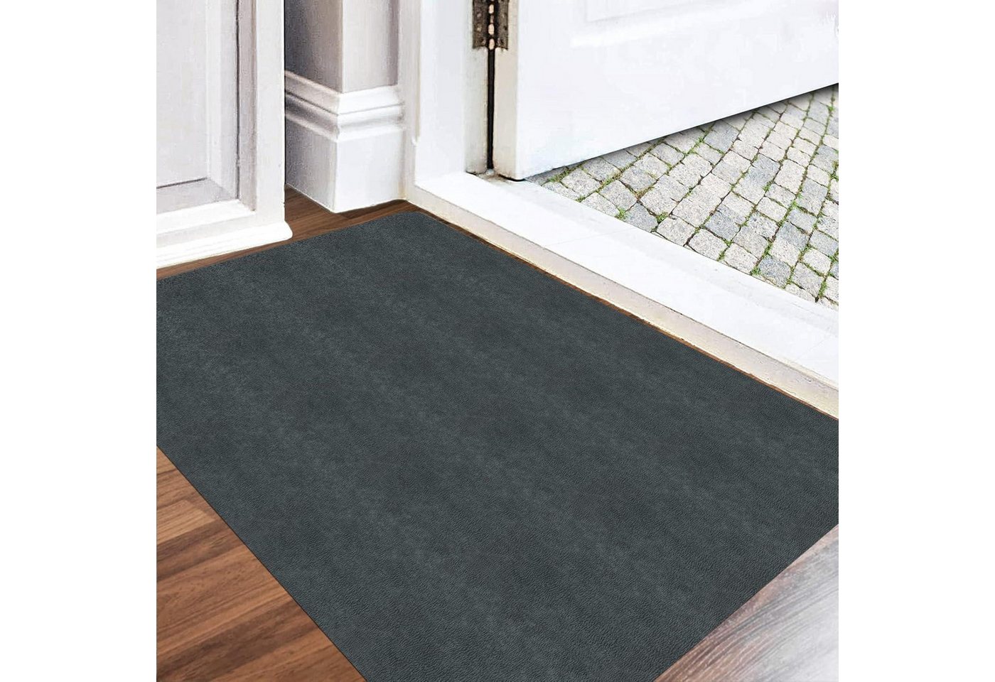 LuxusKollektion Büro-Set Fußmatte Schmutzfangmatte waschbar Dunkelgrau 80 x 120 cm Rechteckig von LuxusKollektion