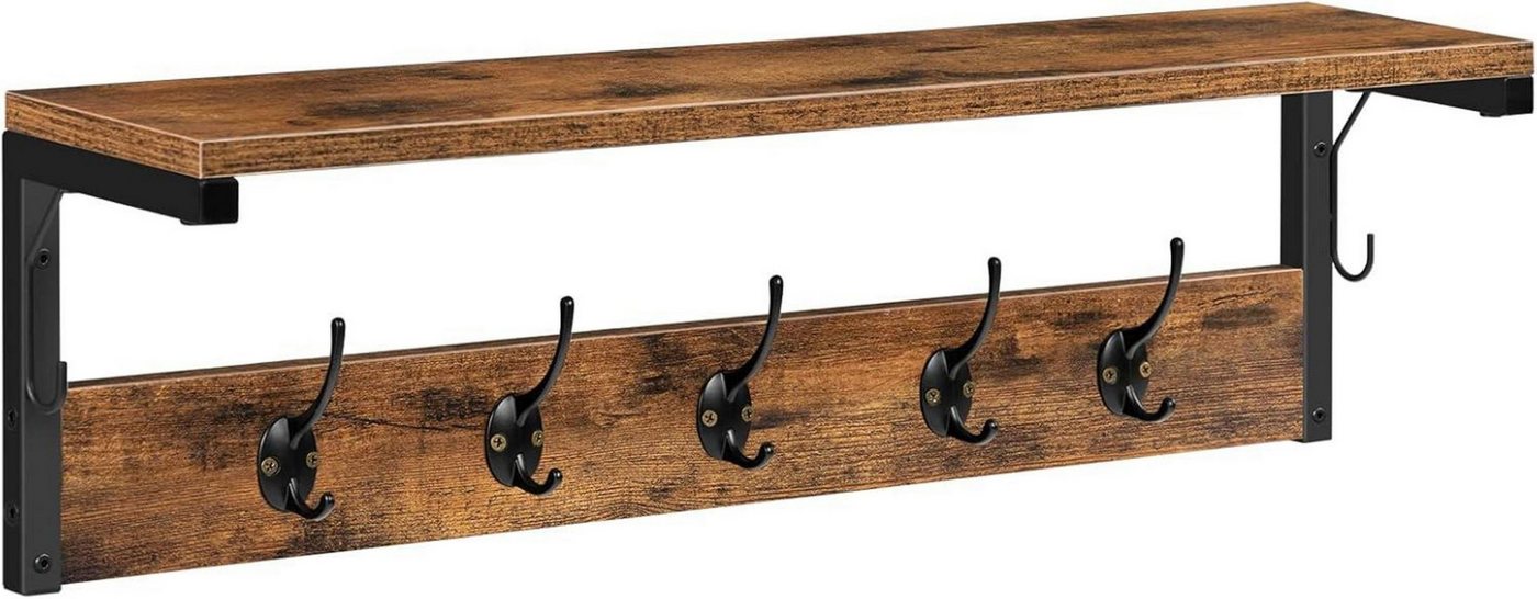 LuxusKollektion Büro-Set Wandgarderobe mit 7 Haken und Ablage Dunkelbraun Schwarz von LuxusKollektion