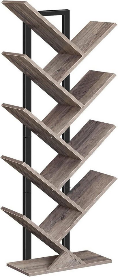 LuxusKollektion Büromöbel-Set Bücherregal Standregal 9 Ebenen Baumform Metallgestell Greige von LuxusKollektion