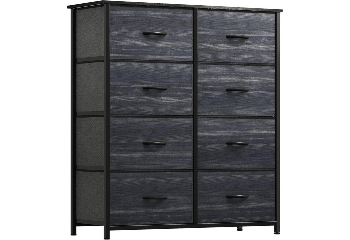 LuxusKollektion Büromöbel-Set Kommode 8 Stoffschubladen Metallgestell Schwarze Holzmaserung von LuxusKollektion