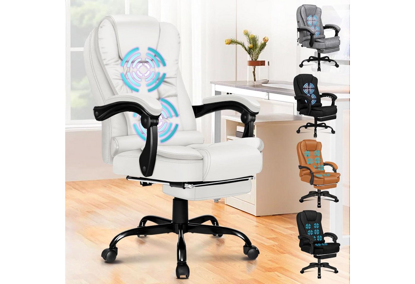 LuxusKollektion Bürostuhl Bürostuhl Gaming-Stuhl Leder Weiß ergonomisch verstellbar drehbar471 LuxusKollektion Bürostuhl Bürostuhl Gaming-Stuhl Leder Weiß ergonomisch verstellbar drehbar471 von LuxusKollektion