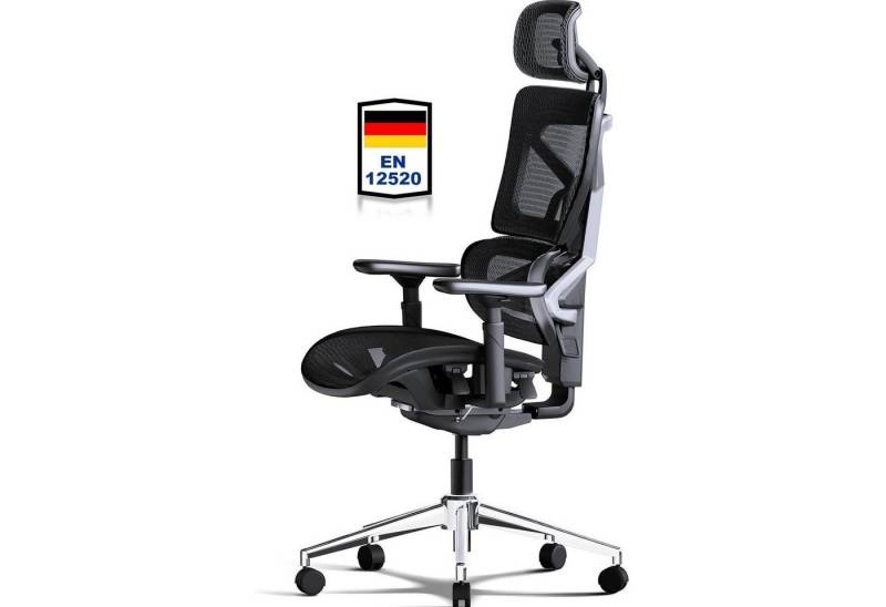 LuxusKollektion Bürostuhl Bürostuhl ergonomisch 200kg 4D Reliefback Pro3 (Schwarz) Netzsitz von LuxusKollektion