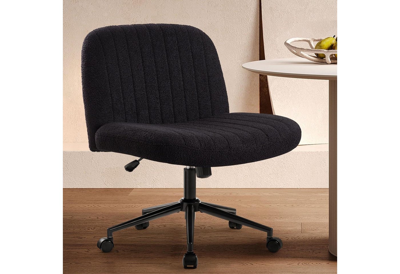 LuxusKollektion Bürostuhl Bürostuhl ohne Armlehnen höhenverstellbar Teddy Schwarz mit Rollen LuxusKollektion Bürostuhl Bürostuhl ohne Armlehnen höhenverstellbar Teddy Schwarz mit Rollen von LuxusKollektion