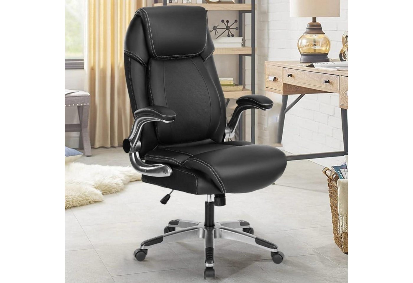 LuxusKollektion Bürostuhl Ergonomischer Bürostuhl 180kg Schwarz, PU Leder Chefsessel mit LuxusKollektion Bürostuhl Ergonomischer Bürostuhl 180kg Schwarz, PU Leder Chefsessel mit von LuxusKollektion