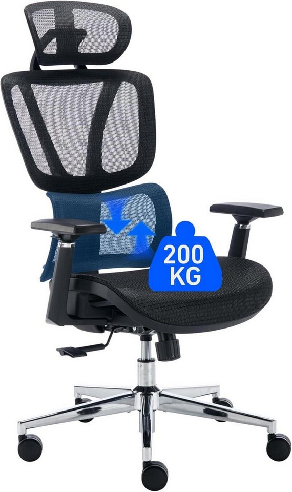 LuxusKollektion Bürostuhl Ergonomischer Bürostuhl 200KG, verstellbare Lendenwirbelstütze von LuxusKollektion