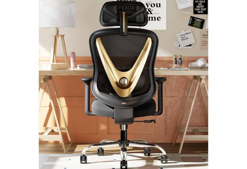 LuxusKollektion Bürostuhl Ergonomischer Bürostuhl 3D Lendenstütze 3D Armlehnen V-Rücken Design von LuxusKollektion