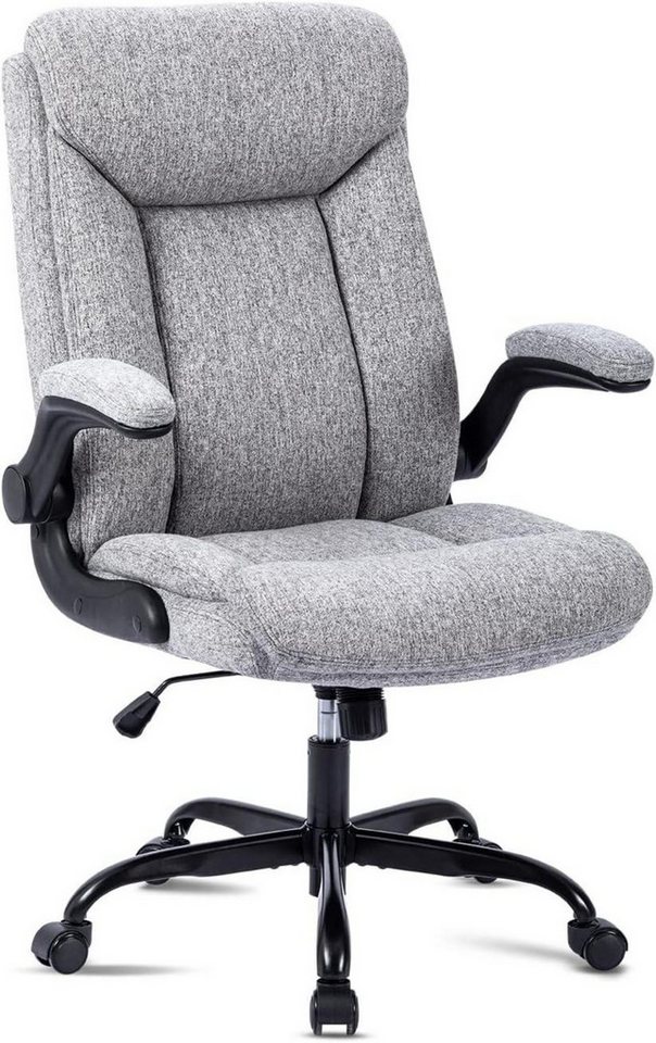 LuxusKollektion Bürostuhl Ergonomischer Bürostuhl Grau Stoff Armlehne höhenverstellbar von LuxusKollektion