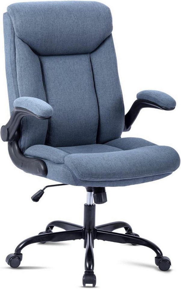 LuxusKollektion Bürostuhl Ergonomischer Bürostuhl Navy Blau Stoff Drehbarer Arbeitsstuhl von LuxusKollektion