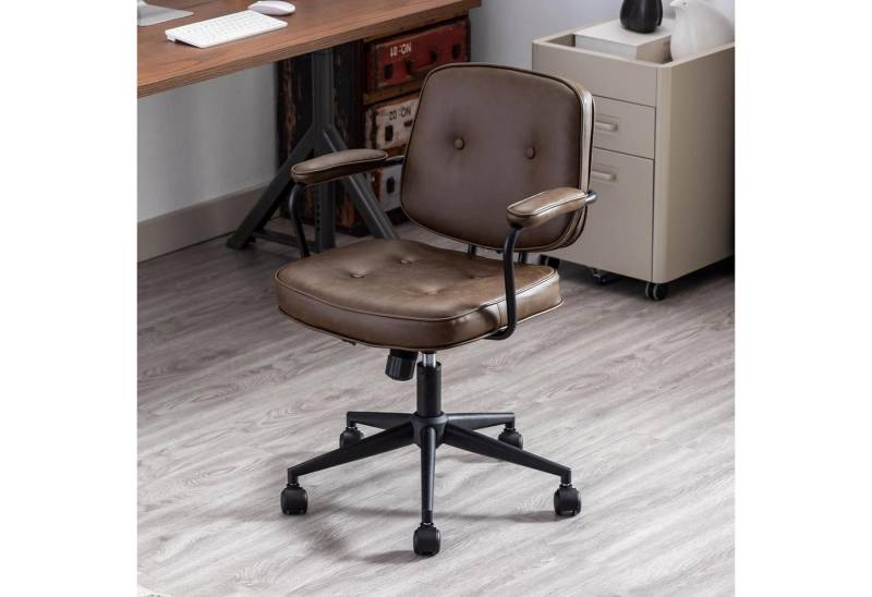 LuxusKollektion Bürostuhl Ergonomischer Bürostuhl PU Leder Drehstuhl Verstellbar Modern Braun von LuxusKollektion